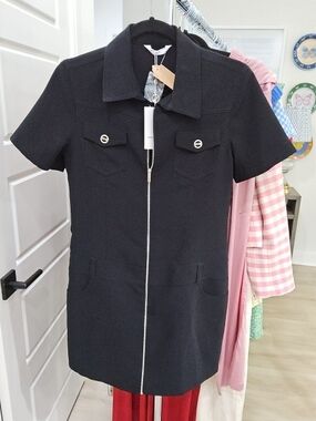 Amanda Uprichard Black Short Sleeve Zip-Front Jacket